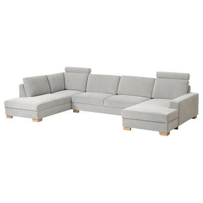 Canapé sectionnel moderne SÖRVALLEN, gris clair, design minimaliste, pieds en bois, forme d’angle.