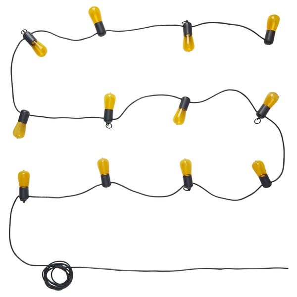 SOLVINDEN Guirlande lumineuse LED 12 ampoules, extérieur jaune/Rétro