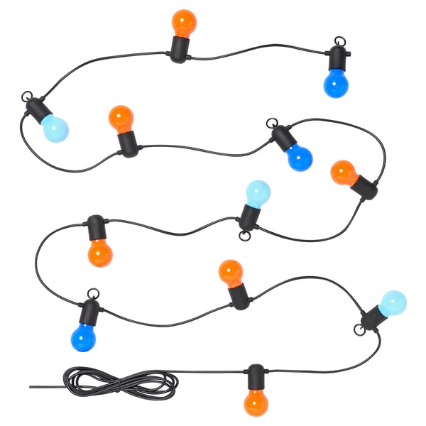 Guirlandes lumineuses : SOLVINDEN, ampoules colorées, décoration intérieure/extérieure, polycarbonate, design circulaire, lueur chaleureuse et invitante.