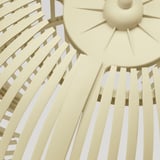Suspension moderne avec un design en plastique beige complexe, émettant une lueur chaude et invitante.