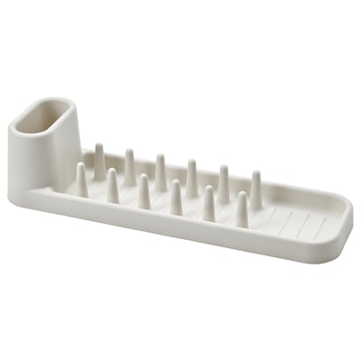 Égouttoir à vaisselle STÄMLING, blanc, pour la vaisselle, les verres et les couverts avec porte-gobelet.