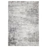Tapis rectangulaire gris, à poils ras, design chiné, durable et doux.