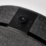 Gros plan sur le panneau de commande des purificateurs d’air STARKVIND. Cadran numéroté, bouton auto/mode et bouton d’alimentation.