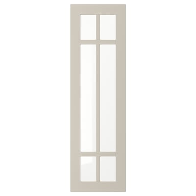 Porte beige STENSUND, rectangulaire avec panneau de verre divisé.