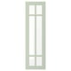 Une porte d’armoire vert clair STENSUND avec un design de panneau de verre hachuré.