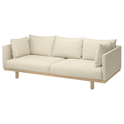 Canapé beige STOCKHOLM 2025 : design minimaliste avec cadre en bois, assise rembourrée et tons neutres pour un look confortable et moderne.
