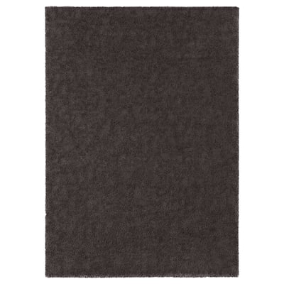 Tapis STOENSE gris foncé, rectangulaire, à poils épais et doux.