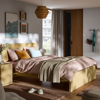 STORKLINTA Mobilier chambre, lot de 3, motif chêne, 160x200 cm