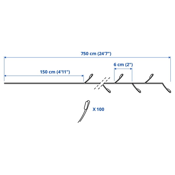 STRÅLA Guirlande lumineuse LED 100ampoules, noir
