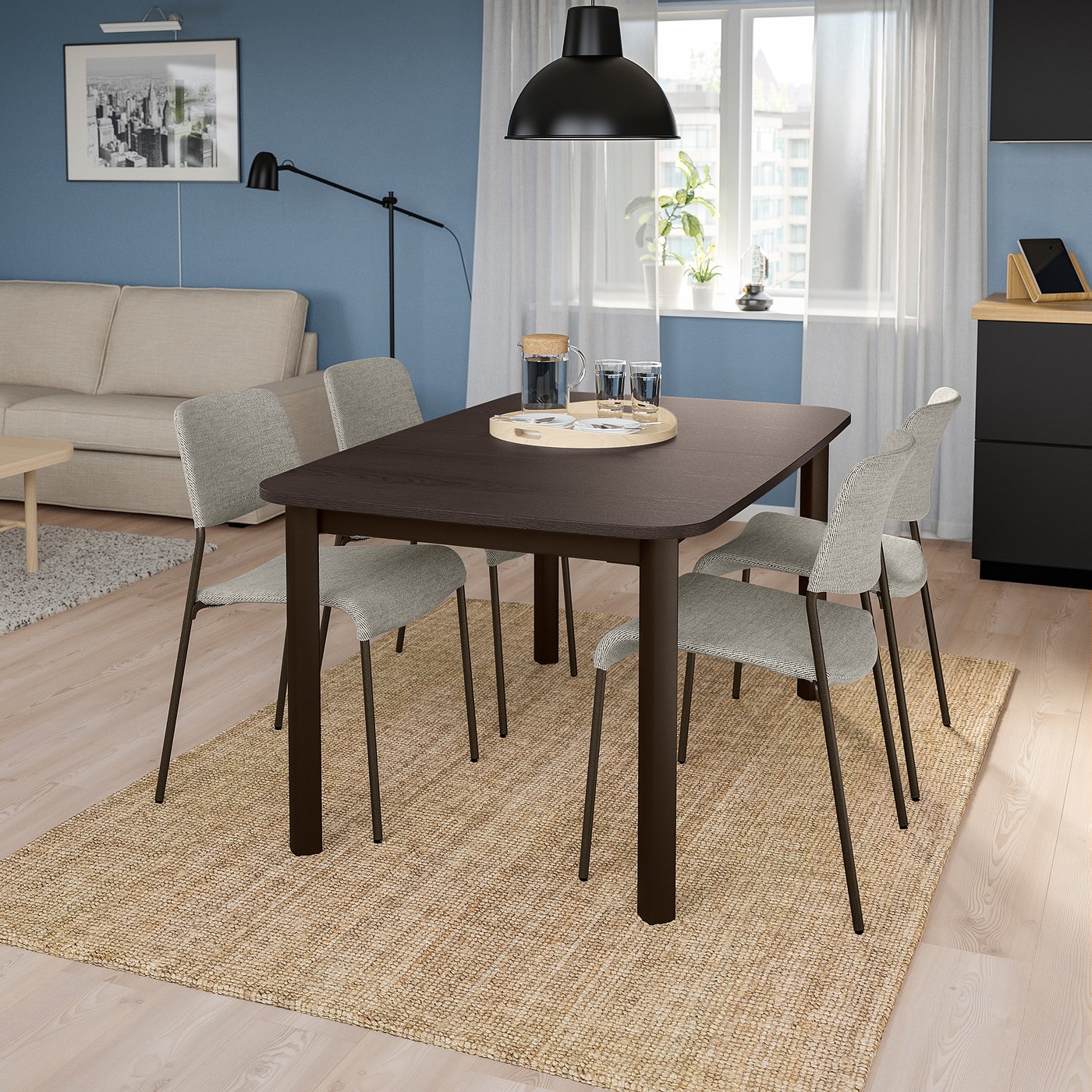 STRANDTORP / UDMUND Table et 4 chaises brun/Viarp beige/brun IKEA