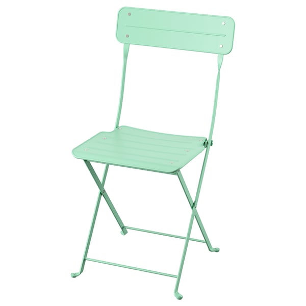 Chaise pliante en métal vert Sundsø, design élégant avec dossier.
