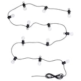 Guirlandes lumineuses noires SVARTRÅ, ampoules sphériques, design en boucle, éclairage extérieur décoratif.