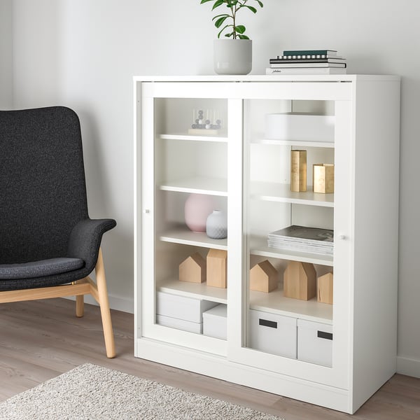 Syvde Rangement Avec Portes En Verre Blanc Ikea