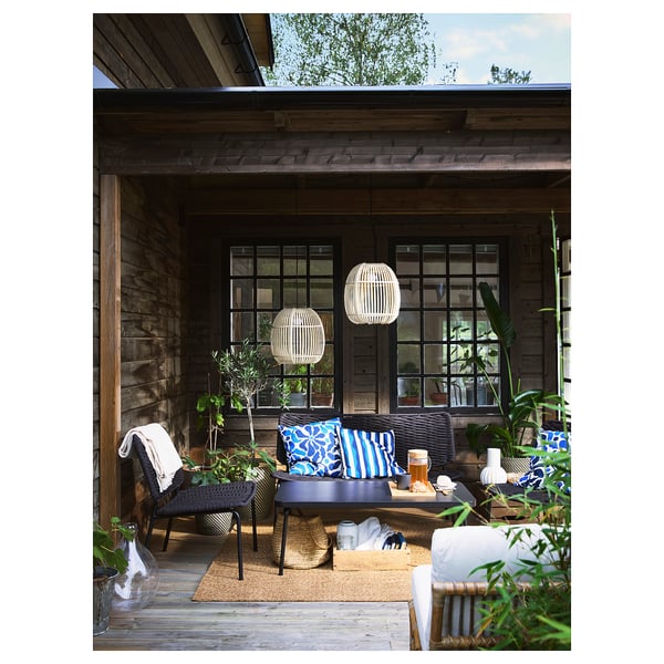 TEGELÖN Ensemble mobilier jardin, 4 places, gris foncé/noir