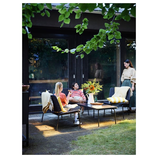 TEGELÖN Ensemble mobilier jardin, 4 places, gris foncé/noir
