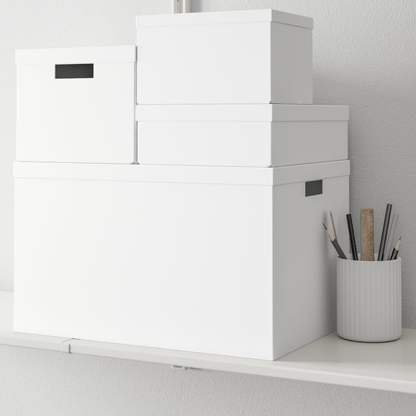 TJENA Boîte de rangement avec couvercle, blanc - IKEA Belgique