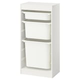TROFAST Combinaison structure + bacs, blanc/blanc, 46x30x94 cm