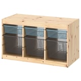 Rangement en bois léger TROFAST, bacs en maille grise, design cubby.