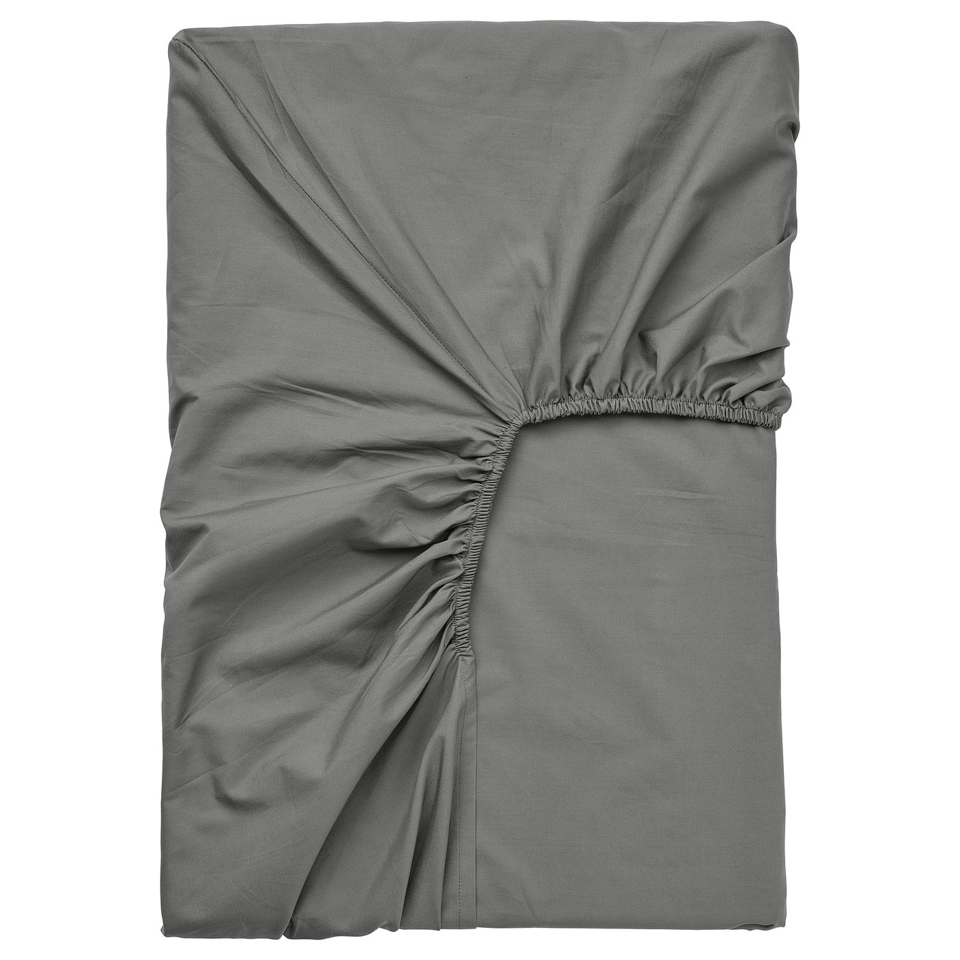Drap-housse ULLVIDE gris, gris, rectangulaire, bords élastiques, texture percale croustillante.