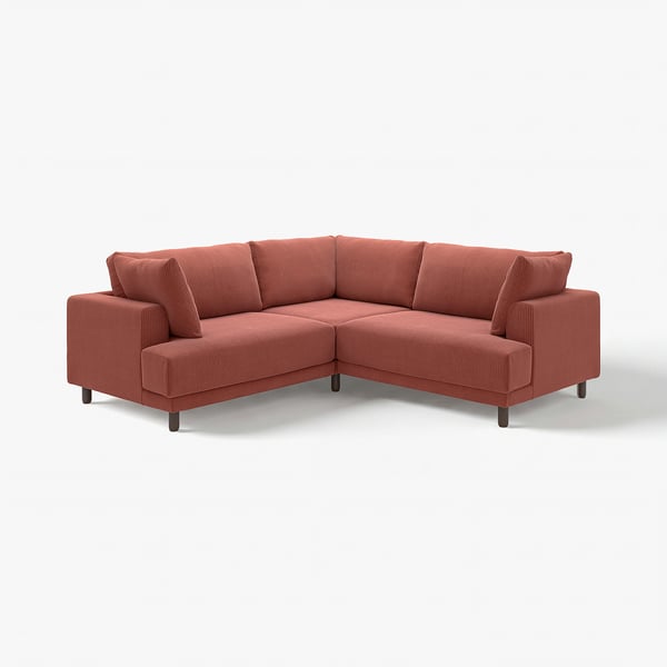 Canapé sectionnel UPPÅKRA rouge terre cuite, design moderne avec pieds en bois foncé, parfait pour la détente.