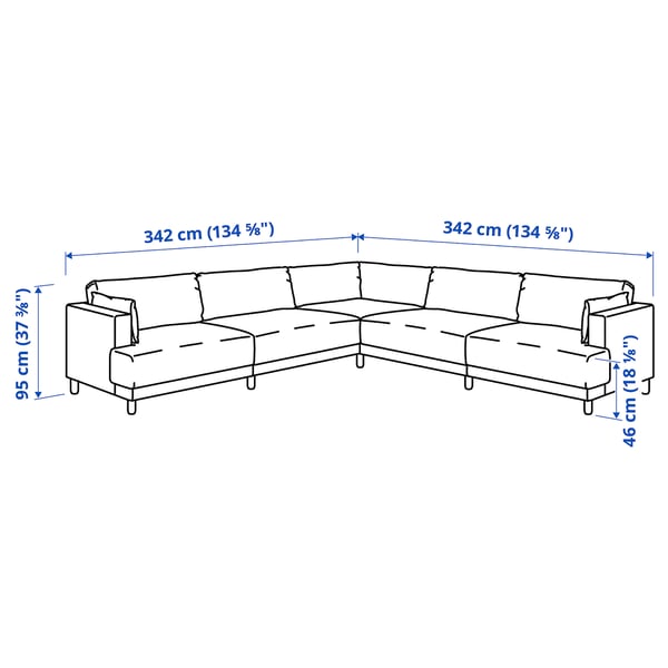 UPPÅKRA Canapé d'angle modulaire, 6 places, Axvall bleu gris foncé