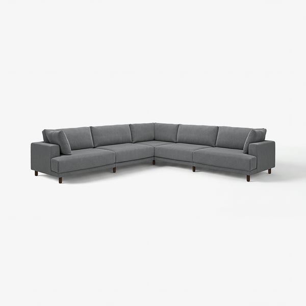 Canapé gris en forme de L UPPÅKRA, design moderne, pieds en bois, modules douillets et spacieux, interconnectés.