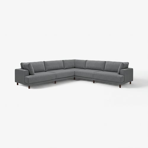 Canapé gris en forme de L UPPÅKRA, design moderne, pieds en bois, modules douillets et spacieux, interconnectés.