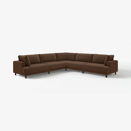 Canapé sectionnel UPPÅKRA marron, design moderne, rembourré en polyester recyclé, en forme de L.
