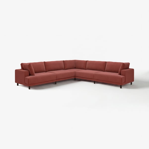 Canapé sectionnel UPPÅKRA rouge, design moderne, pieds confortables en bois.