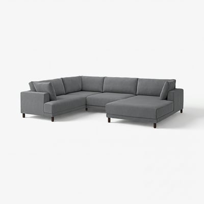 Canapé sectionnel moderne gris UPPÅKRA en forme de L avec pieds en bois et design en forme de carré.