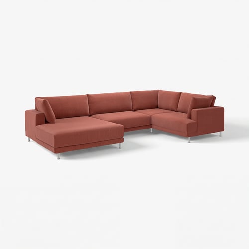Canapé sectionnel UPPÅKRA, rouge rouille, design moderne, lignes confortables et épurées.