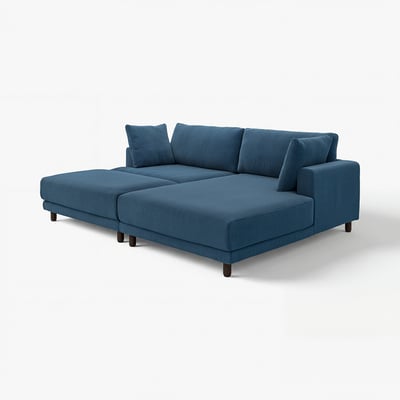 Canapé UPPÅKRA bleu avec de grands coussins et des pieds en bois pour le confort et le style.