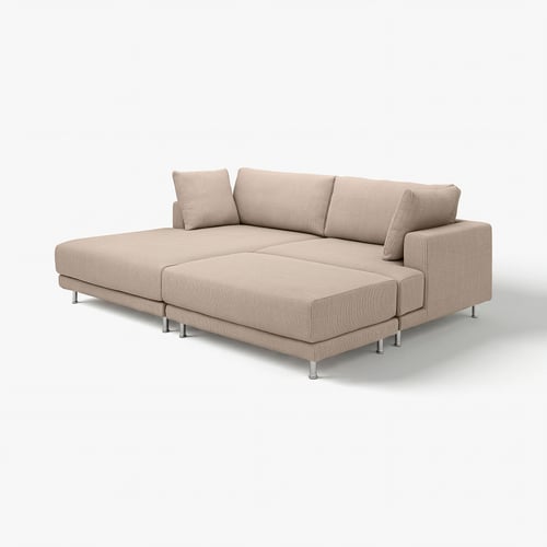 Un canapé UPPÅKRA, beige, design modulaire avec coussins carrés et pieds métalliques.
