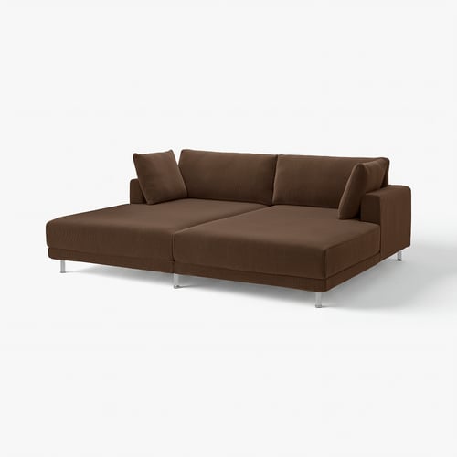 Canapé UPPÅKRA marron, design moderne, rembourré en polyester recyclé, grands coussins, pieds chromés.