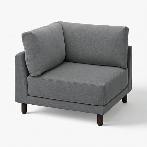 Canapé gris UPPÅKRA, design moderne avec forme carrée et coussins confortables, en polyester recyclé durable.