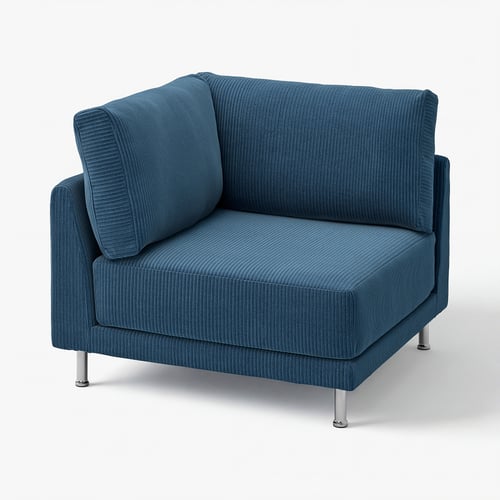 Canapé UPPÅKRA, bleu, rectangulaire, design moderne, confort rembourré, pieds chromés.