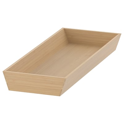 Plateau en bois UPPDATERA, naturel. Conception rectangulaire et peu profonde avec des bords lisses. Parfait pour organiser les ustensiles.