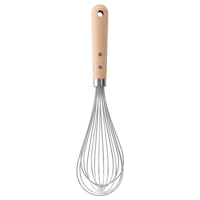Fouet VARDAGEN, manche en hêtre et boucles en acier inoxydable, ustensile de cuisine pour le mélange.