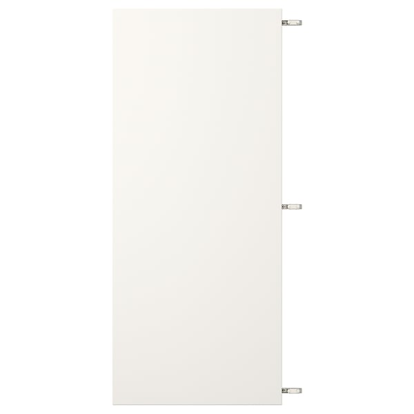 Porte d’armoire VEDDINGE blanche avec trois charnières. Design élégant et moderne en panneaux de fibres.