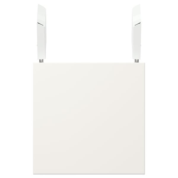 VEDDINGE : meuble moderne blanc avec des surfaces lisses, des bords élégants, deux poignées.