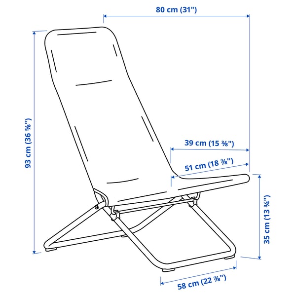 VIGGSÖ Chaise longue, extérieur, pliable gris foncé