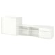 Combo de rangement VIHALS blanc avec étagères, tiroirs et portes coulissantes pour organiser les articles.