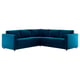 Canapé d’angle VIMLE, sarcelle, velours, forme sectionnelle, design moderne.