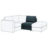 Canapé sectionnel en forme de L bleu et blanc au design moderne, coussins moelleux et structure apparente.
