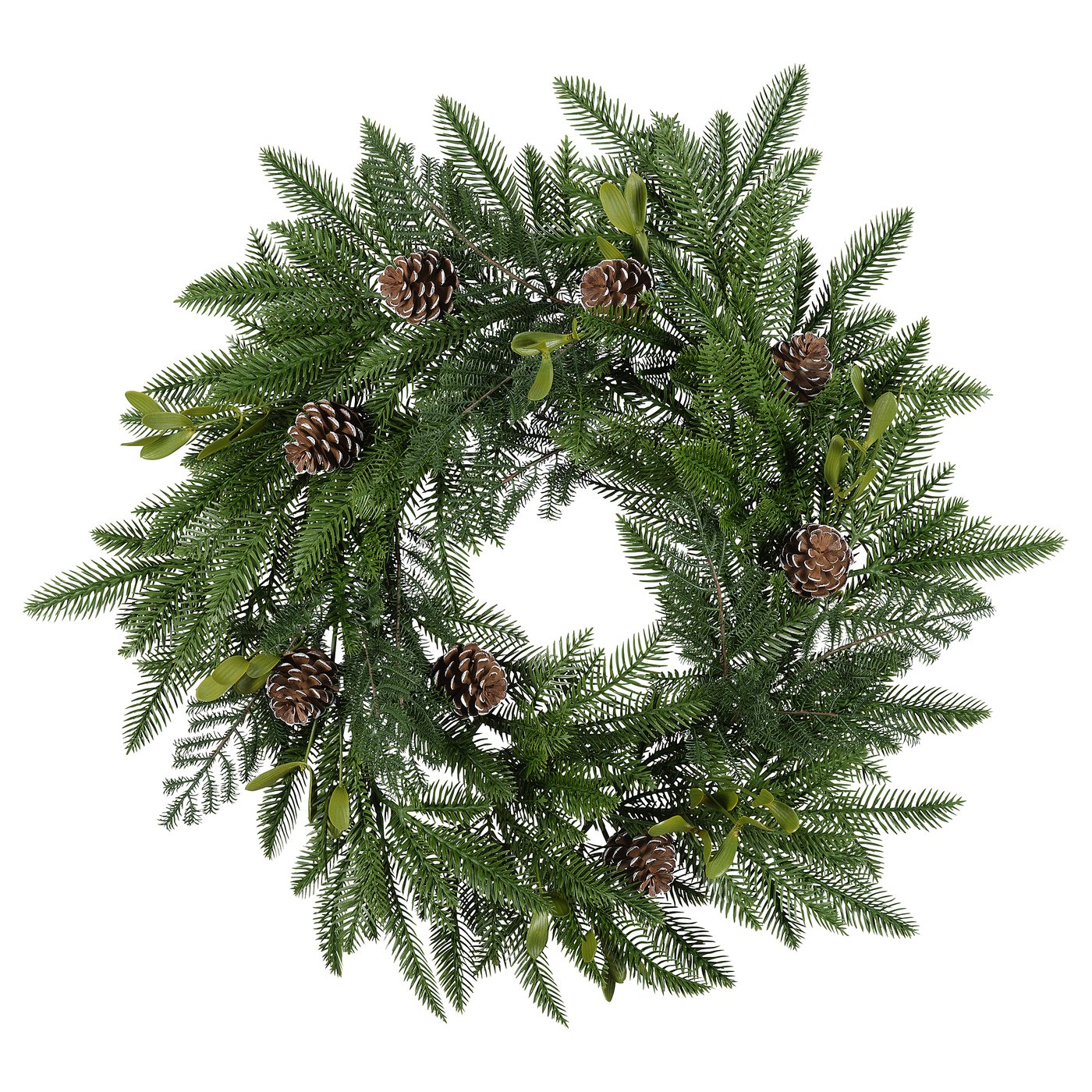 Couronne De Noël Artificielle 60 Cm - Avec Baies Rouges, Pommes Et Aiguilles De Pin - Pour Porte, Intérieur/extérieur