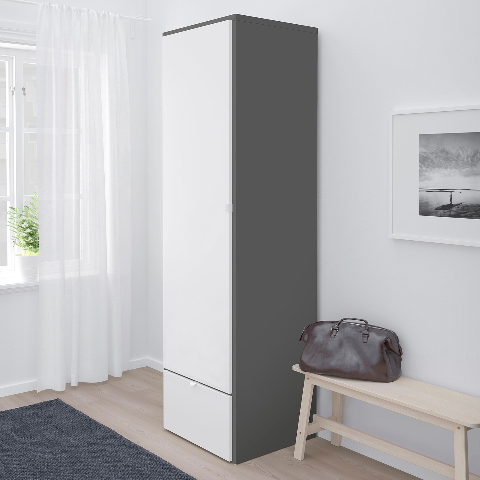 VISTHUS Armoirependerie, gris/blanc, 63x59x216 cm IKEA