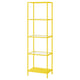 Option : Étagère VITTSJÖ jaune vif avec quatre étagères en verre, haute et élégante.