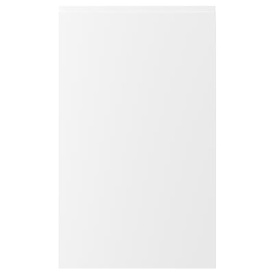 Porte de cuisine blanche VOXTORP avec poignées intégrées minimalistes et surface lisse.