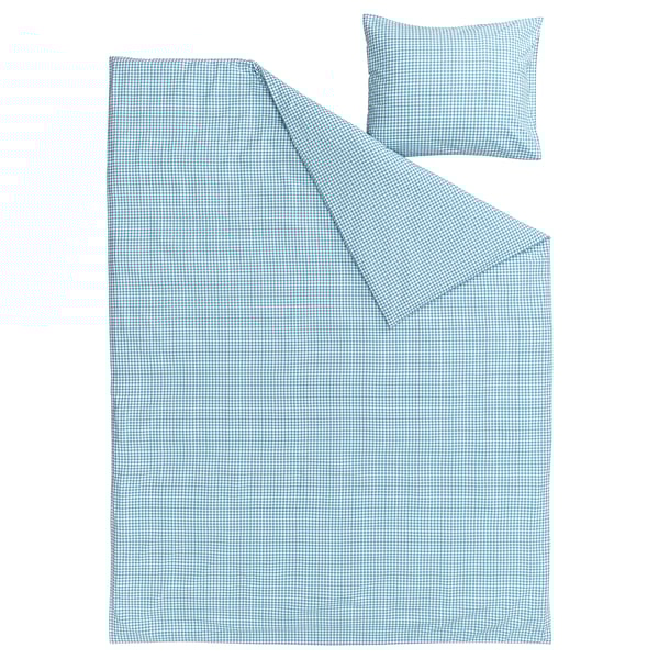 WEYMOUTHTALL Housse de couette et 1 taie, bleu blanc/carreaux, 150x200/50x60 cm