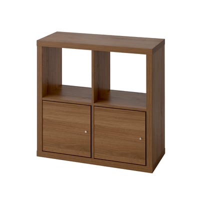 KALLAX Open kast, met 2 deuren/bruin walnootpatroon, 77x77 cm